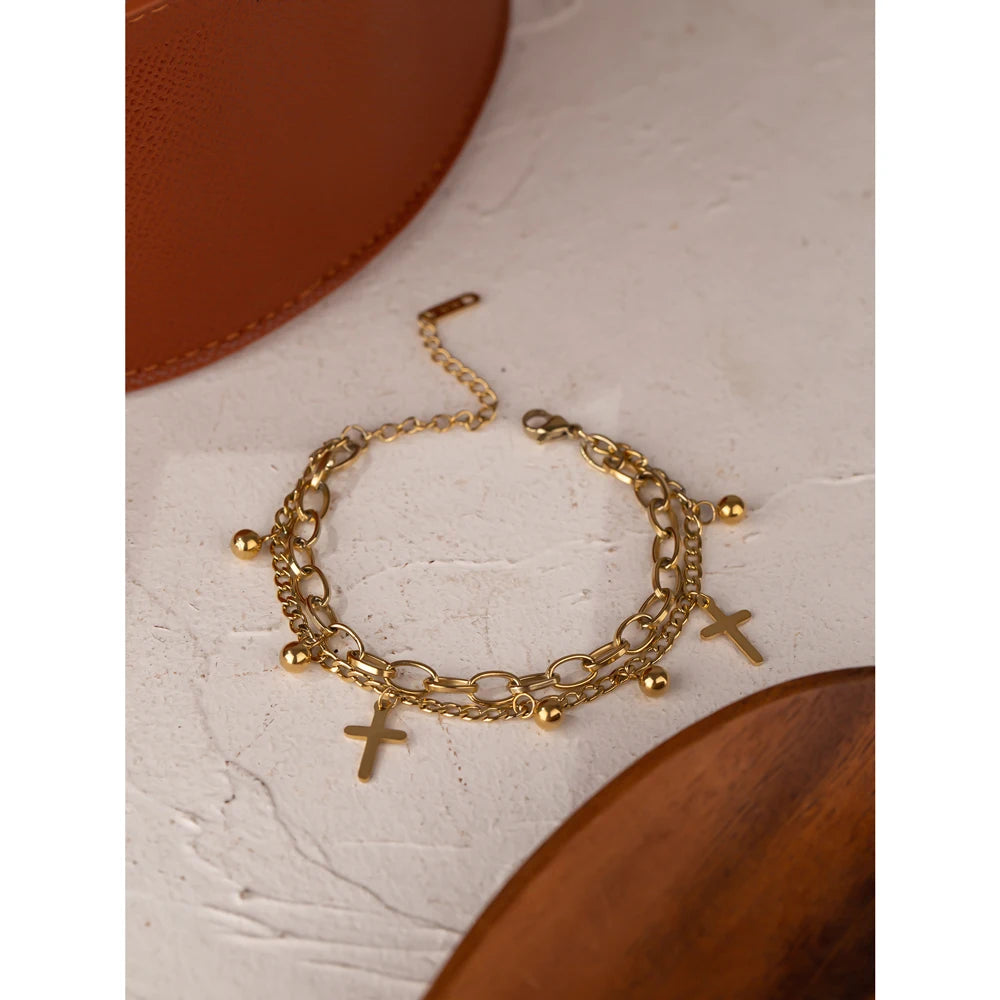 NO:47 Cross Layered Bracelet