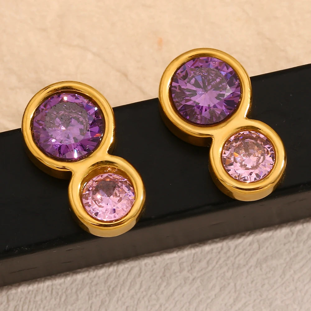 NO:53 Purple Zirconia Earrings