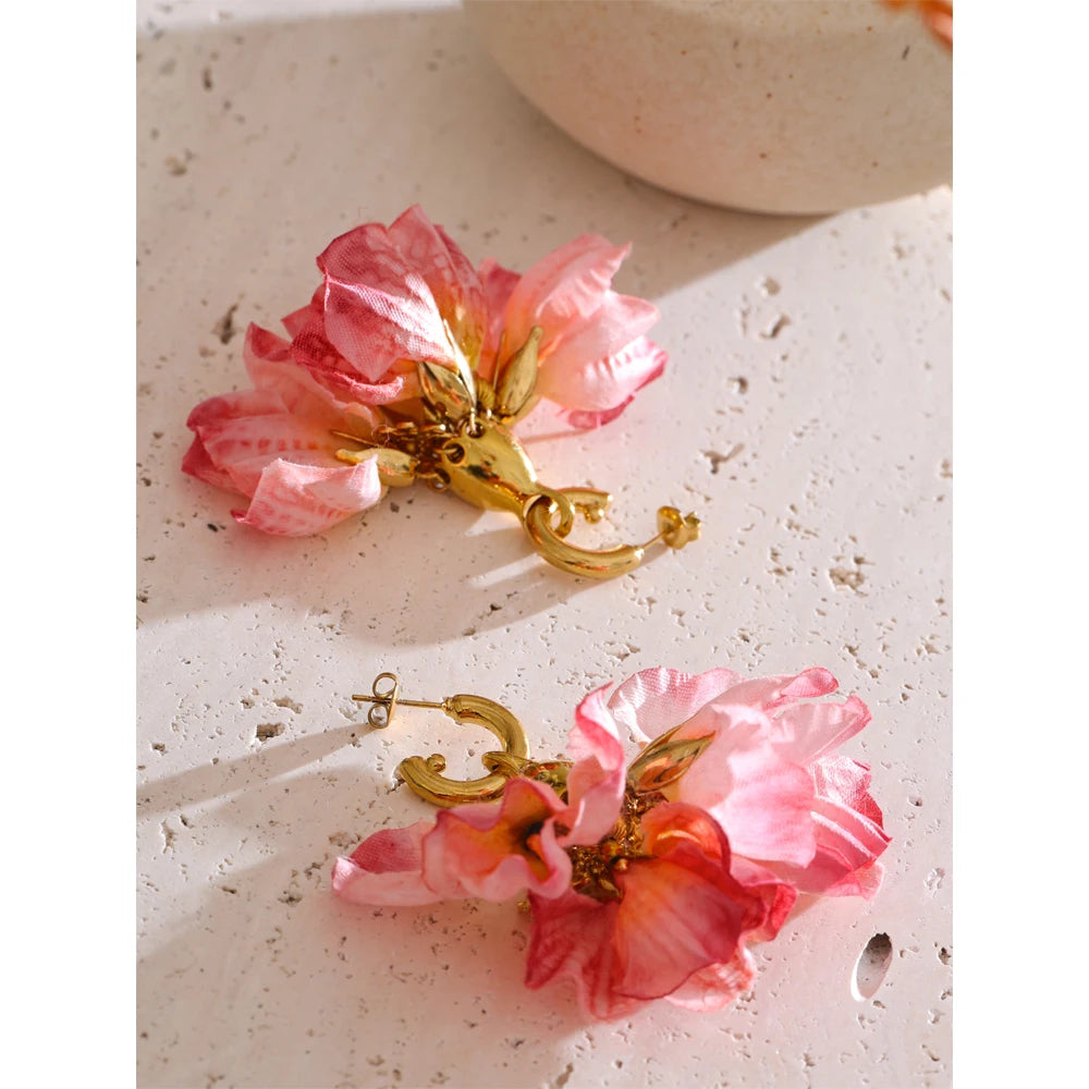 NO:49 Pink Flower Earring