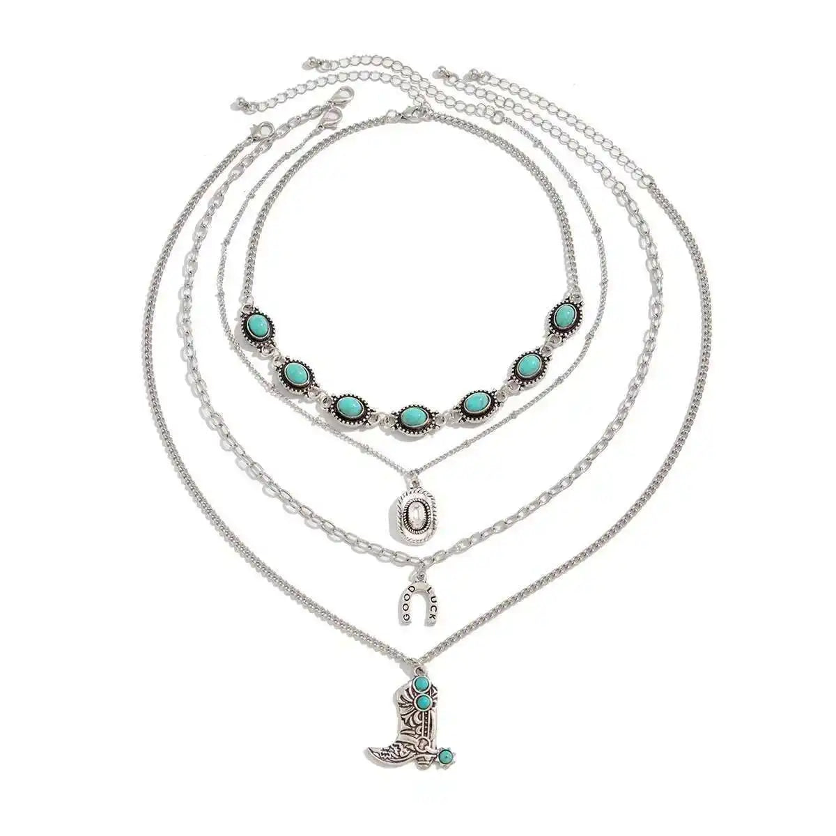 NO:35 Ethnic Blue Stone Necklace