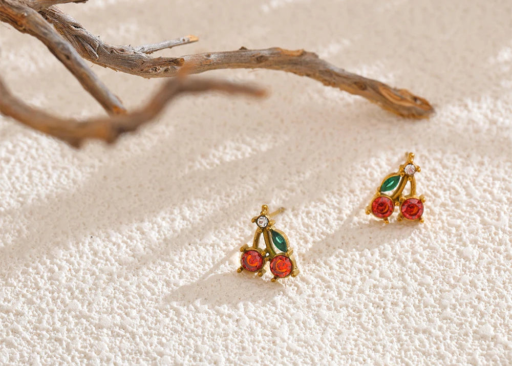 NO:47 Zirconia Cherry Earrings