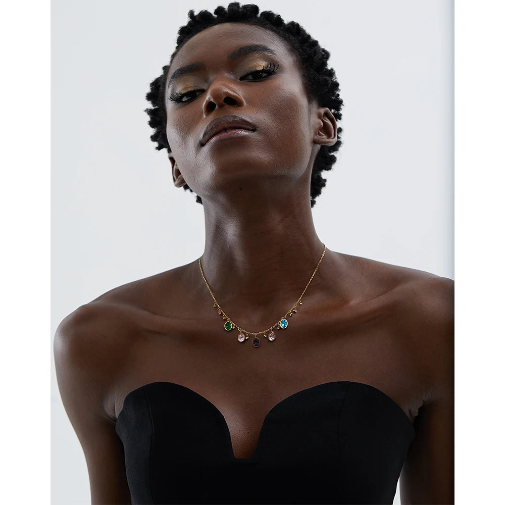 NO:45 Colorful Cubic Zirconia Necklace