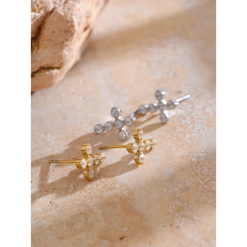 NO:55 Zirconia Cross Earrings