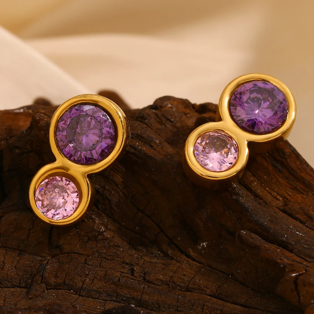 NO:53 Purple Zirconia Earrings