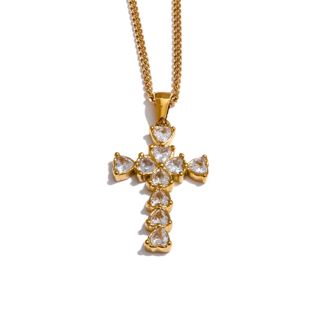 NO:38 Collana con croce in zirconi