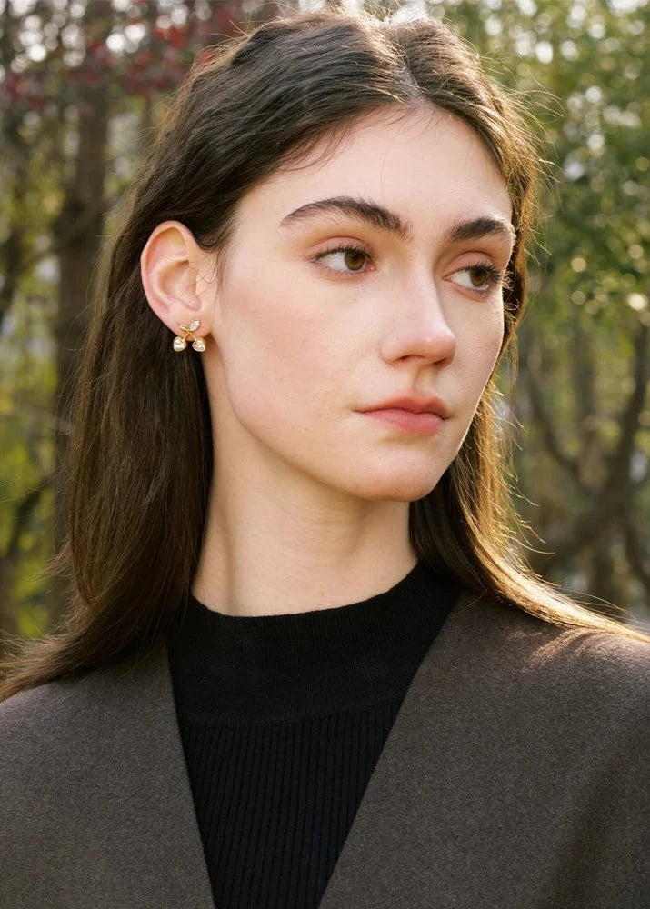 NO:32 Cherry Stud Zirconia Earrings