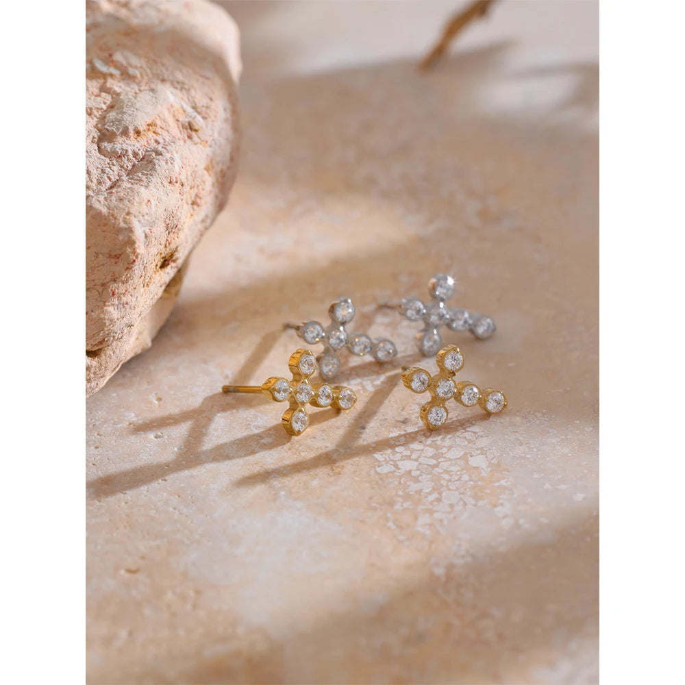 NO:55 Zirconia Cross Earrings