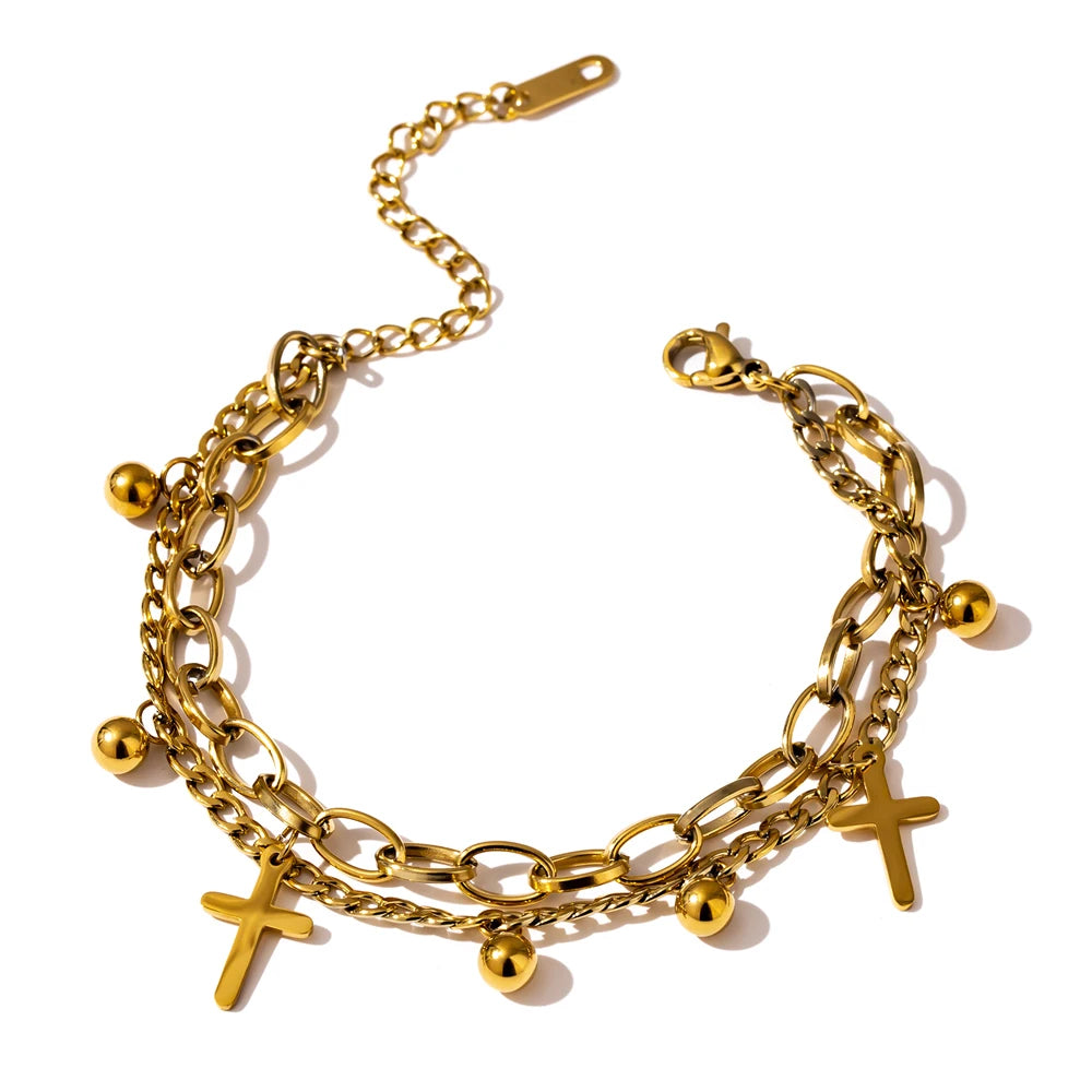 NO:47 Cross Layered Bracelet
