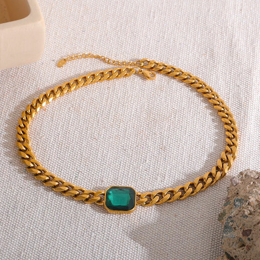 NO:39 Green Crystal Necklace