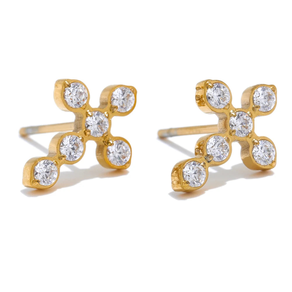 NO:55 Zirconia Cross Earrings