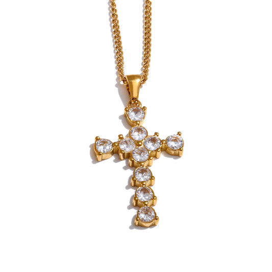 NO:38 Zirconia Cross Necklace