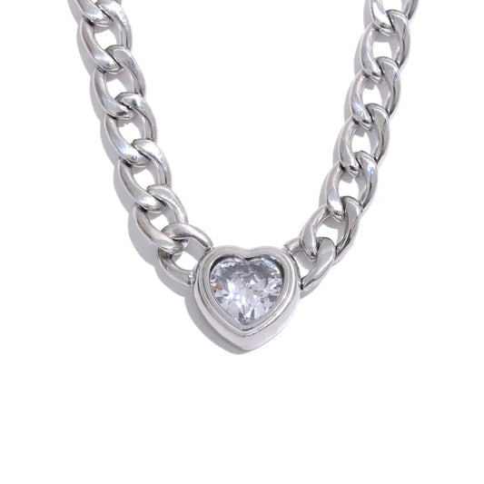 NO:4 Heart Bling Zirconia Necklace