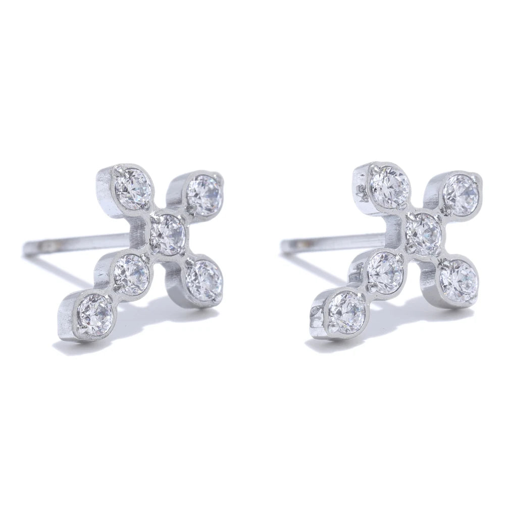 NO:55 Zirconia Cross Earrings