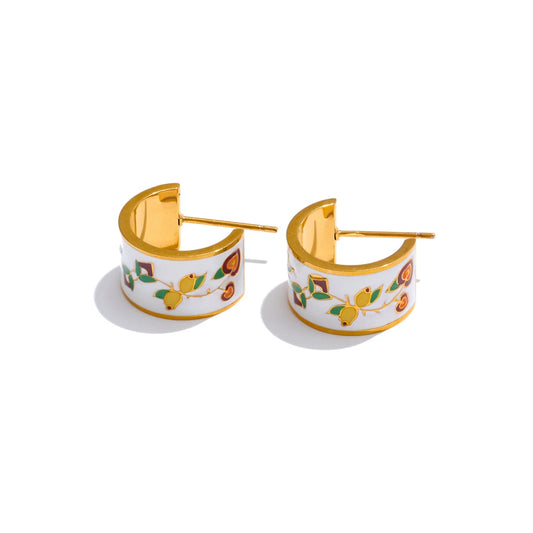 NO:24 Enamel Flower Earrings