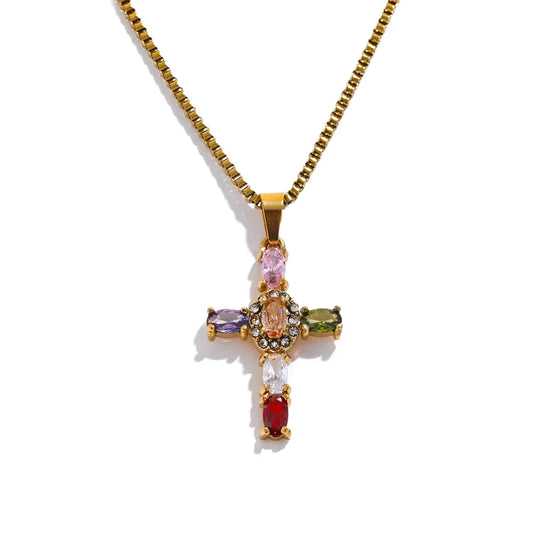 NO:24 Cross Zirconia Necklace(4 Variants)