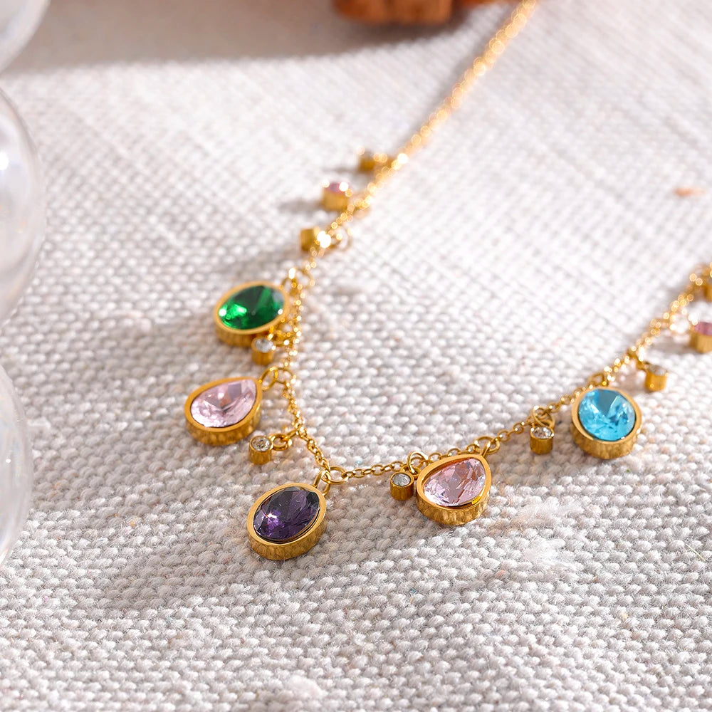 NO:45 Colorful Cubic Zirconia Necklace