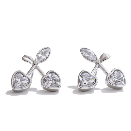 NO:32 Cherry Stud Zirconia Earrings
