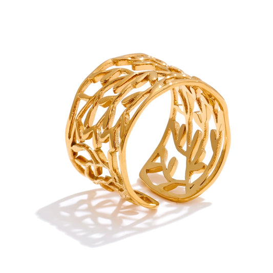 NO:45 Metal Charm Leaf Ring