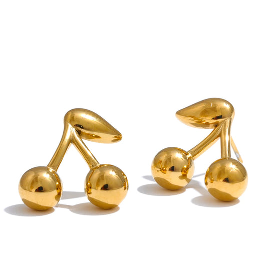 NO:39 Cherry Golden Stud Earrings