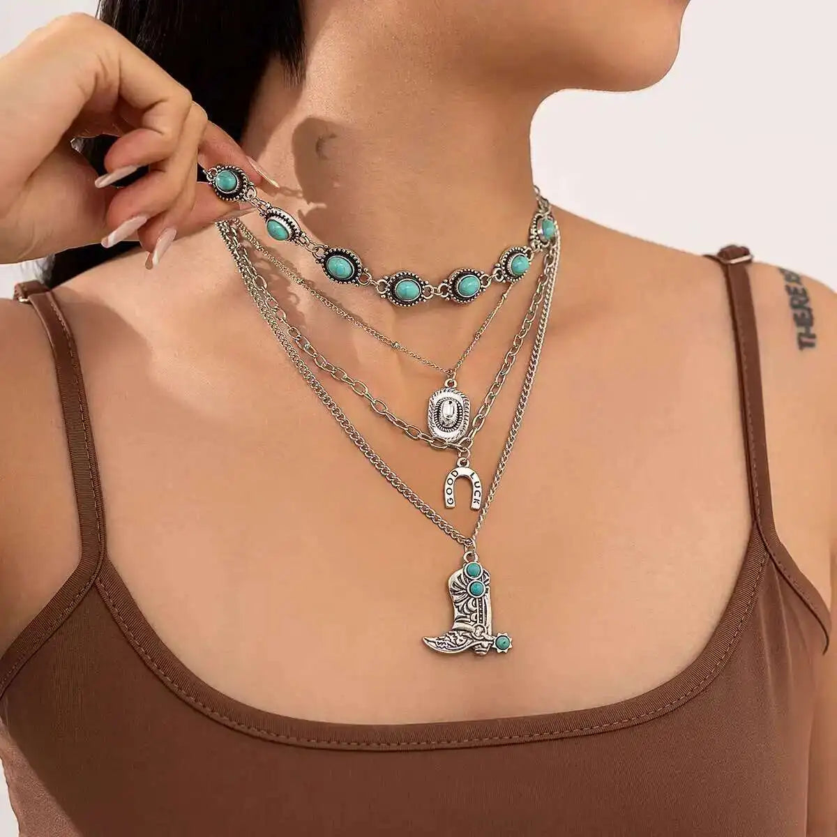 NO:35 Ethnic Blue Stone Necklace