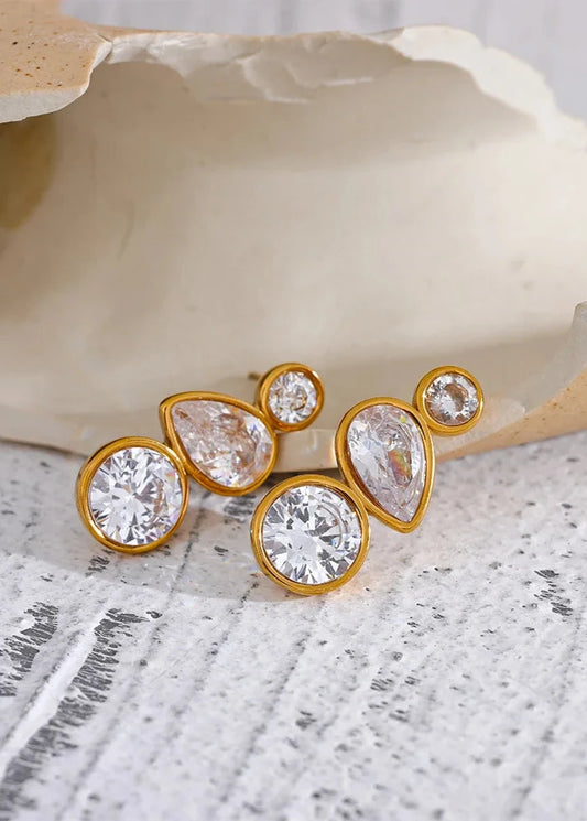 NO:37 Trio Spark Zirconia Earrings