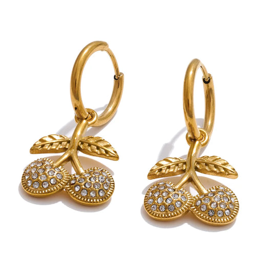 NO:46 Cherry Drop Zirconia Earrings