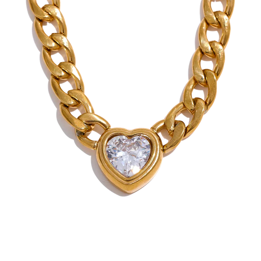 NO:4 Heart Bling Zirconia Necklace